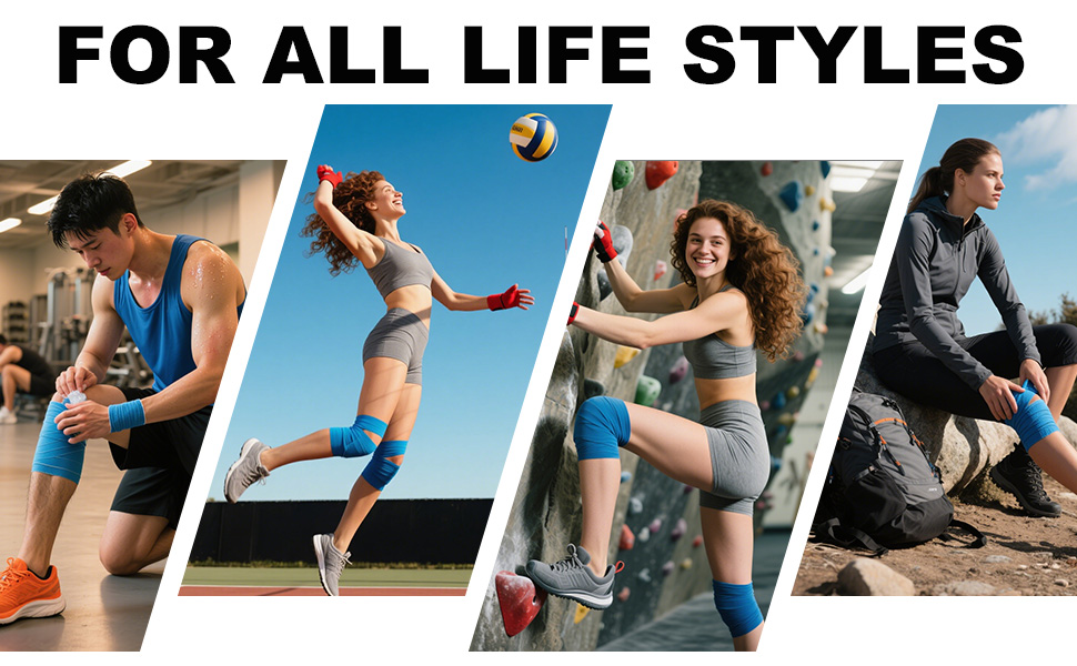 Athletes wearing the cooling wrap across the gym, volleyball, climbing and hiking